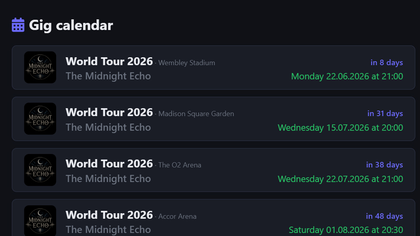 giglist screenshot